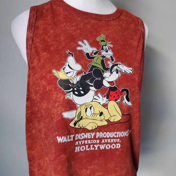 DISNEY Cropped Tank Top Tie Dye Spice colour Mickey Donald Goofy Pluto Fandom XL - Picture 2 of 4